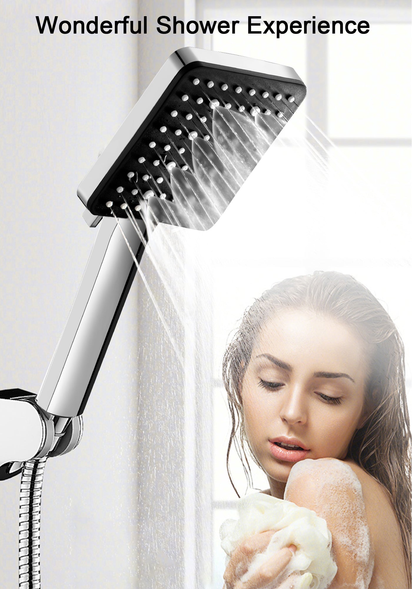 Magichome Shower Head High Pressure, Power Shower Head with 6 Modes (Without Hose), Universal Handheld Shower Head for Low Water Pressure