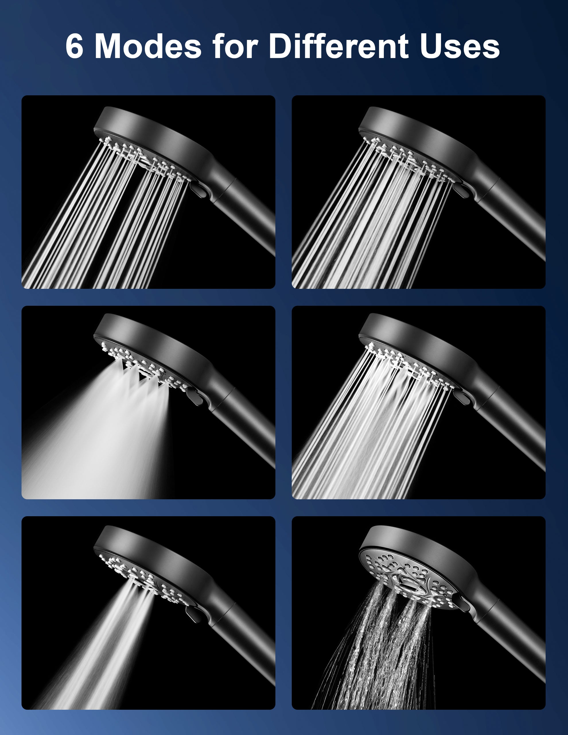 Magichome 18 Stage Filter Shower Head, High Pressure Shower Head and Hose 2m, 6 Spray Modes Universal Hard Water Softener Shower Head with Extra Replaceable Accessories