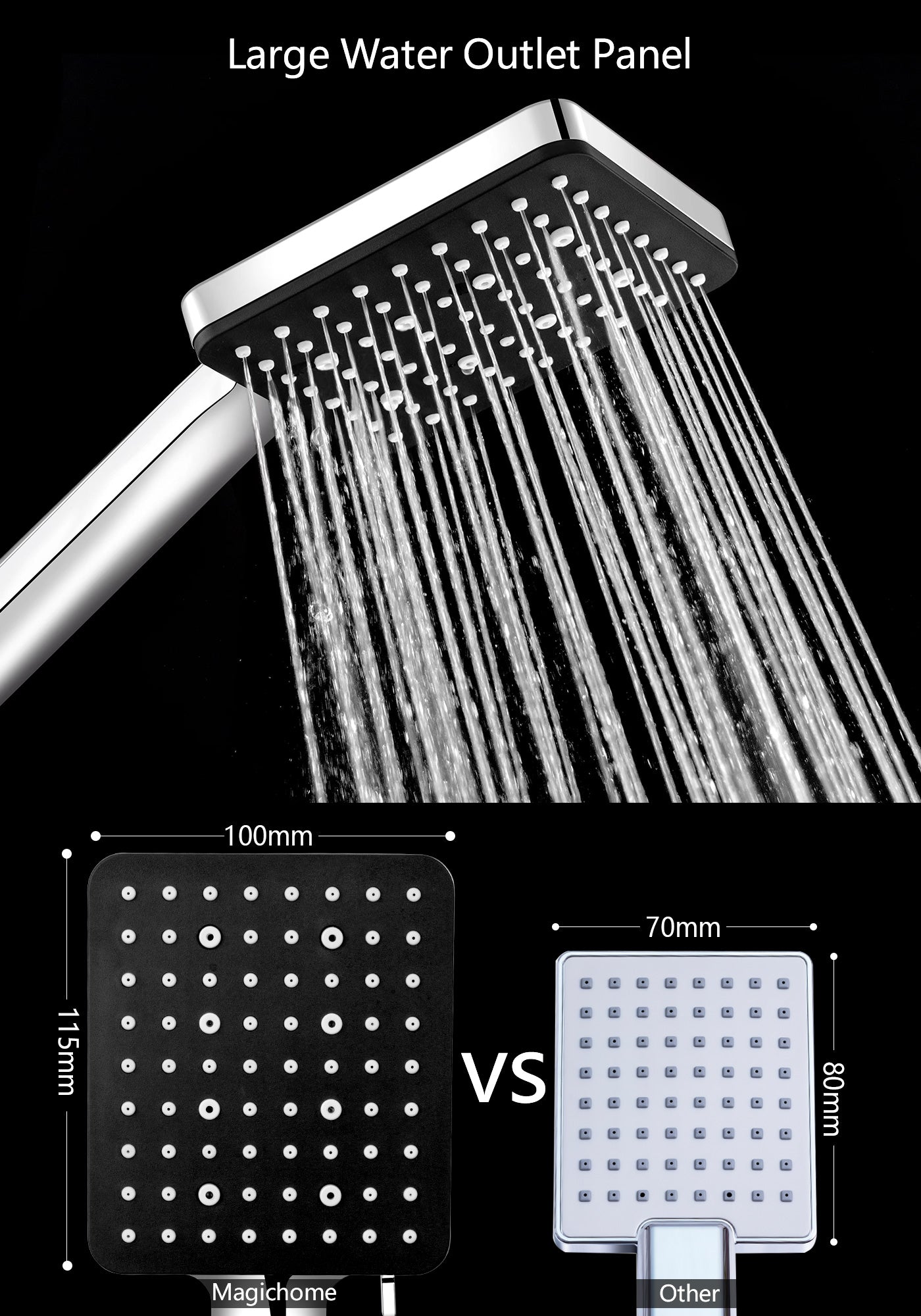 Magichome Shower Head and Hose, High Pressure Shower Head with 1.5M Hose, Universal Handheld Shower Head with 6 Spray Modes for Low Water Pressure